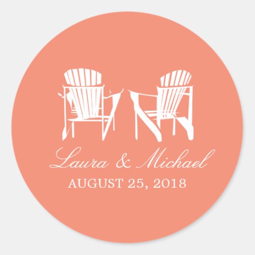 Adirondack Chairs  Wedding Classic Round Sticker