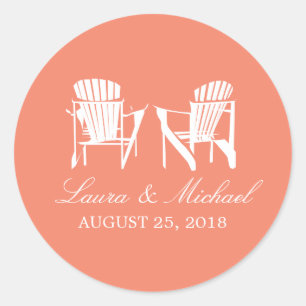 Adirondack Chairs   Wedding Classic Round Sticker