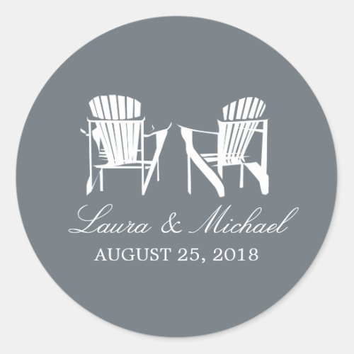Adirondack Chairs  Wedding Classic Round Sticker