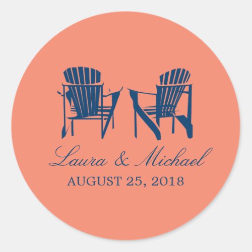 Adirondack Chairs  Wedding Classic Round Sticker