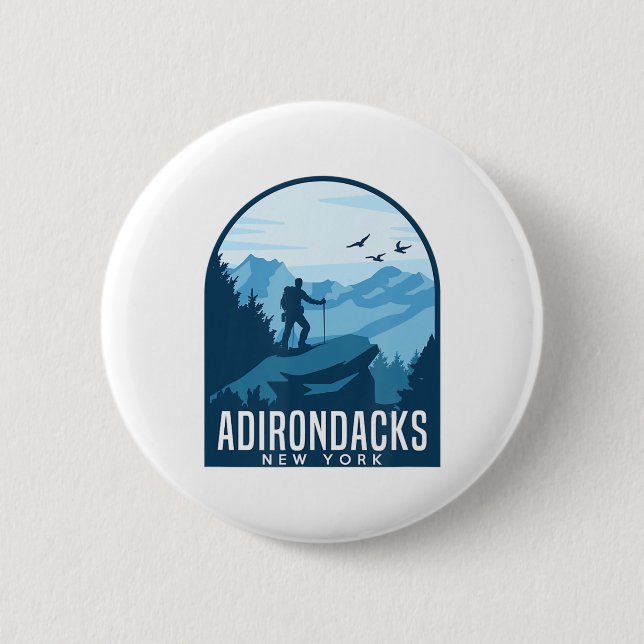 Adirondack Mountain Climbing Hiking Mountaineer Ad Button (Front)