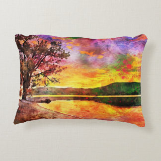 Adirondack Mountain Early Sunrise Scene Accent Pillow