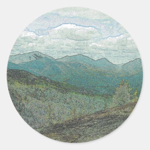 Adirondack Mountain Peaks Panorama Classic Round Sticker