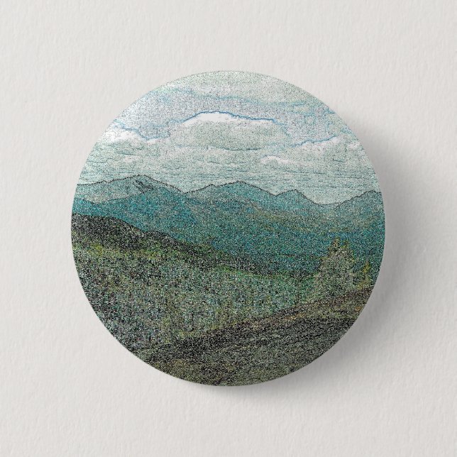 Adirondack Mountain Peaks Panorama Pinback Button (Front)