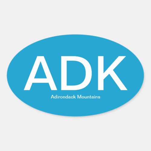 Adirondack Mountains ADK Oval Bumper Sticker