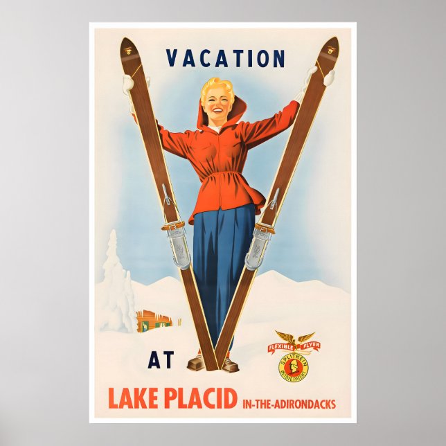 Adirondack Mountains Art Lake Placid Print Ski (Front)