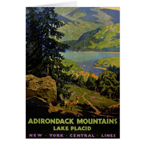 Adirondack Mountains Lake Placid Vintage Poster Re