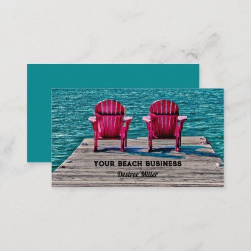 Adirondack Pink Teal Beach Chairs Business Card