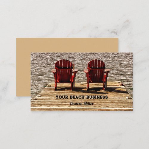 Adirondack Red Beach Chairs Business Card