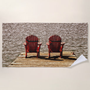 Adirondack Red Beach Chairs Cottage Country Towel