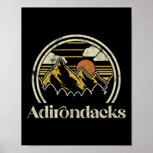 Adirondacks Mountains New York Vintage Hiking Camp Poster