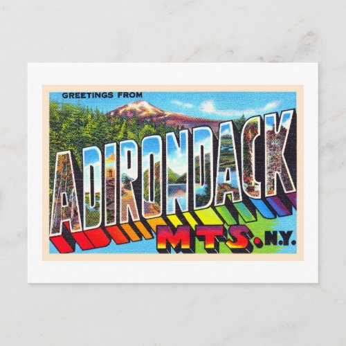 Adirondacks New York Vintage Large Letter Postcard