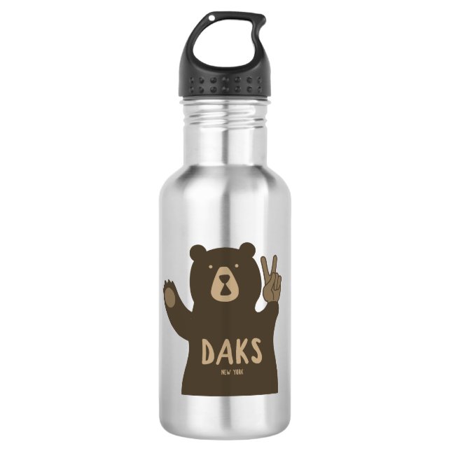 Adirondacks Peace Bear Stainless Steel Water Bottle (Front)