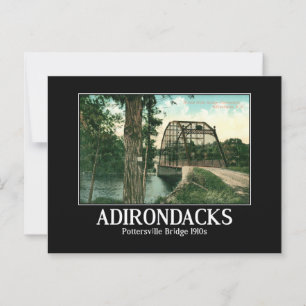 Adirondacks, Pottersville NY Bridge Vintage Postcard