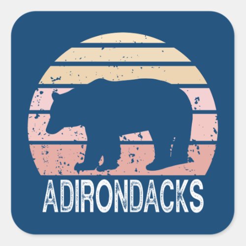 Adirondacks Retro Bear Square Sticker