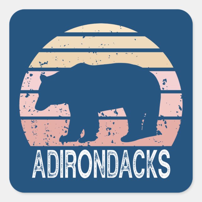 Adirondacks Retro Bear Square Sticker (Front)
