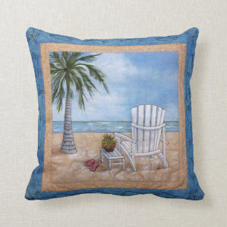 Adirondak Chair on Wrightsville Beach Throw Pillow