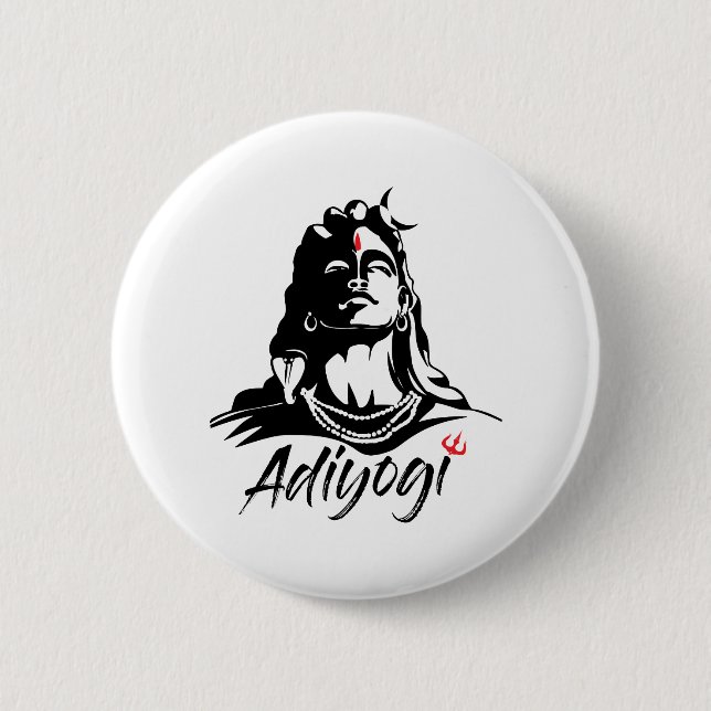 Adiyogi or Adhi Yogi Shiva Mahadev Aum Hindu Button (Front)