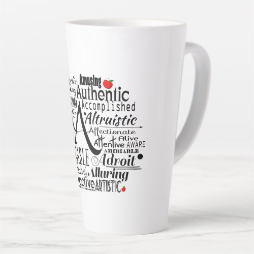 Adjective Word Cloud beginning with letter A  Coff Latte Mug