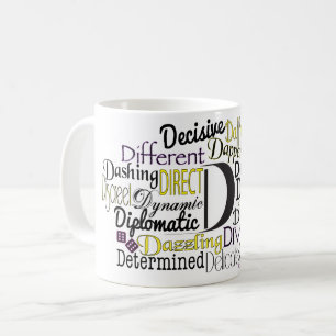 Adjective Word Cloud beginning with letter D Coffee Mug
