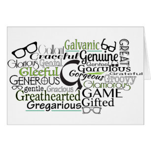 Adjective Word Cloud beginning with letter G Cards