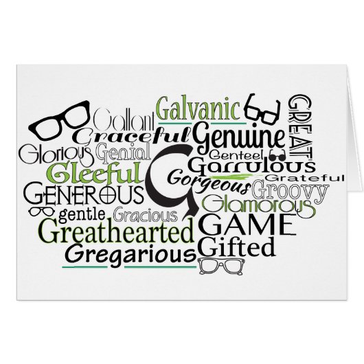 Adjective Word Cloud beginning with letter G Cards (Front Horizontal)