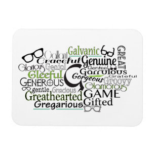 Adjective Word Cloud beginning with letter G Magnet