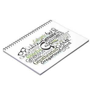 Adjective Word Cloud beginning with letter G Notebook