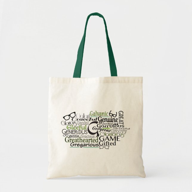 Adjective Word Cloud beginning with letter G Tote Bag (Front)