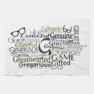 Adjective Word Cloud beginning with letter G Towel