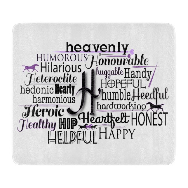 Adjective Word Cloud beginning with letter H Cutting Board (Front)