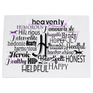Adjective Word Cloud beginning with letter H Large Gift Bag