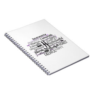 Adjective Word Cloud beginning with letter H Notebook