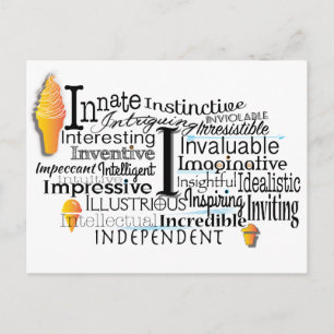 Adjective Word Cloud beginning with letter I Postcard