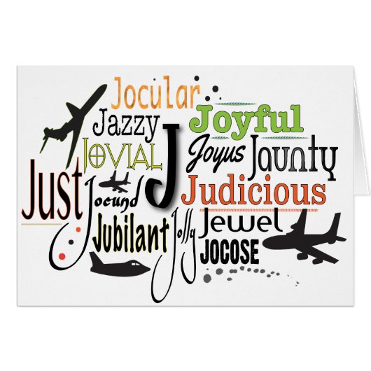 Adjective Word Cloud beginning with letter J Cards (Front Horizontal)