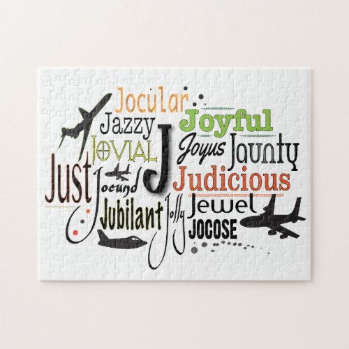 Adjective Word Cloud beginning with letter J Jigsaw Puzzle