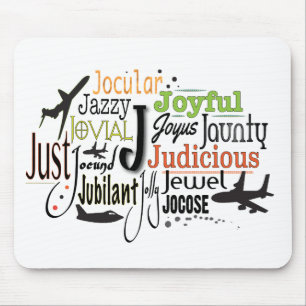 Adjective Word Cloud beginning with letter J Mouse Pad
