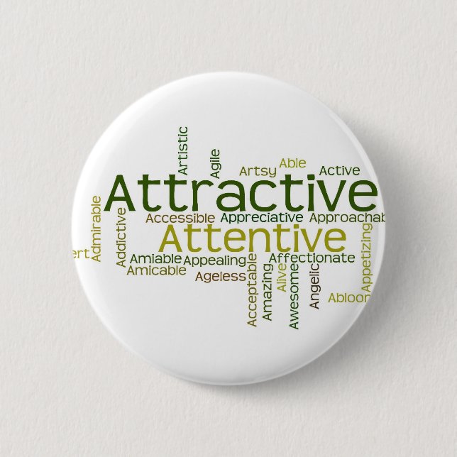 Adjectives to describe yourself starts with A Pinback Button (Front)