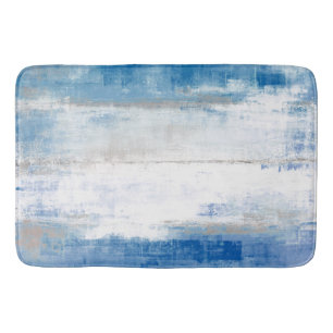 'Adjust' Blue and Grey Abstract Art Bathroom Mat