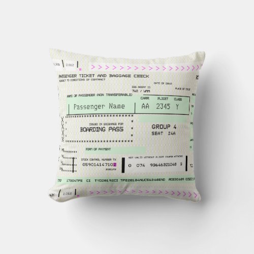 Adjust This Airline Boarding Ticket Throw Pillow