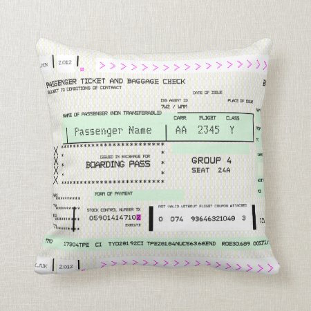 Adjust This Airline Boarding Ticket Throw Pillow