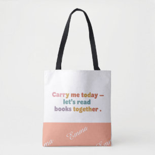 Adjustable book bag, Add your name, Change colors. Tote Bag