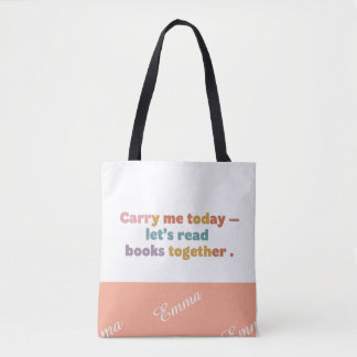 Adjustable book bag, Add your name, Change colors. Tote Bag