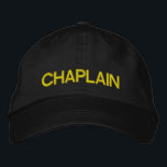 ADJUSTABLE cap for Chaplains<br><div class="desc">Yellow-on-black, adjustable strap in rear</div>