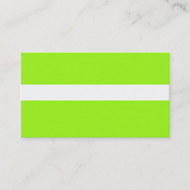 ADJUSTABLE chartreuse Neon & White Business Card (Front)