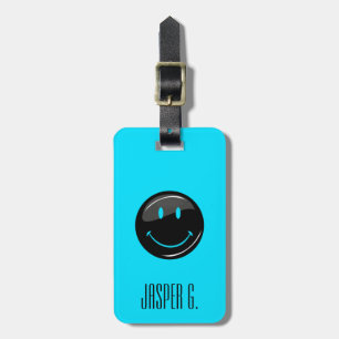 Adjustable Color Neon Black Hipster Happy Face Luggage Tag