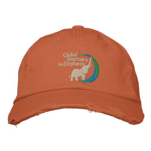 Adjustable distressed baseball cap with logo