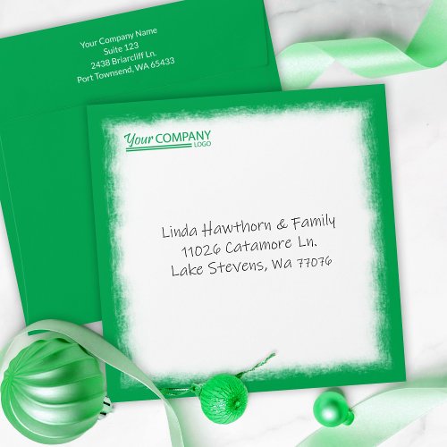 Adjustable Green Logod Pre_addressed Holiday Card Envelope