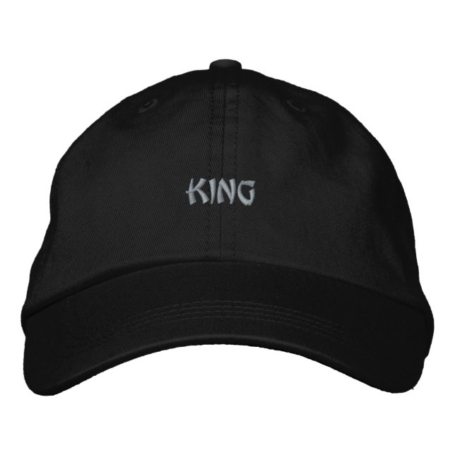 Adjustable-Hat King Printed Text Elegant Gift Nice Embroidered Baseball Cap (Front)