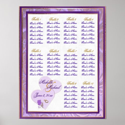Adjustable Size Lavender and Purple Seating Chart